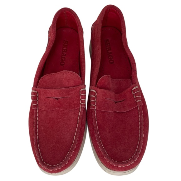 Sebago Shoes - Sebago Shoes Women’s Red Suede Loafers Flats Slip On Size 10